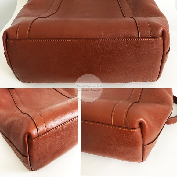 Lotuff Leather Bag Angle Tote Large Shoulder Bag Saddle Tan Leather - Picture 8 of 9